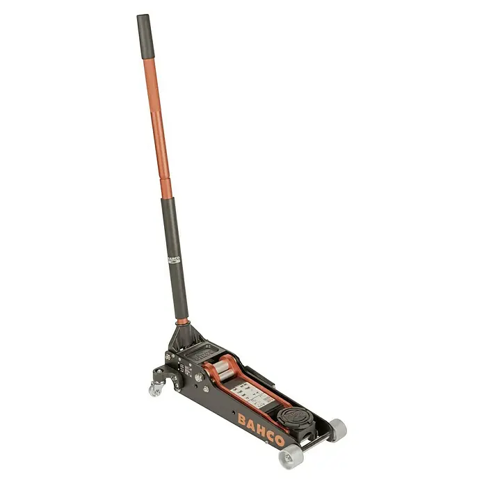 Bahco Hydraulischer Rangierwagenheber - Hubhöhe: 85 mm - 415 mm - Bild einer Bahco Hebebühne. Ein robustes Werkzeug für Werkstattarbeiten und mobile Einsätze.