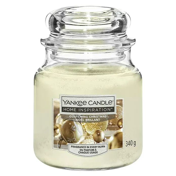 Yankee Candle Home Inspirations Duftkerze - Im Glas, Glistening Christmas, Medium - Ein Yankee Candle Home Inspiration "Glistening Christmas" Duftkerze im Glas mit Deckel.