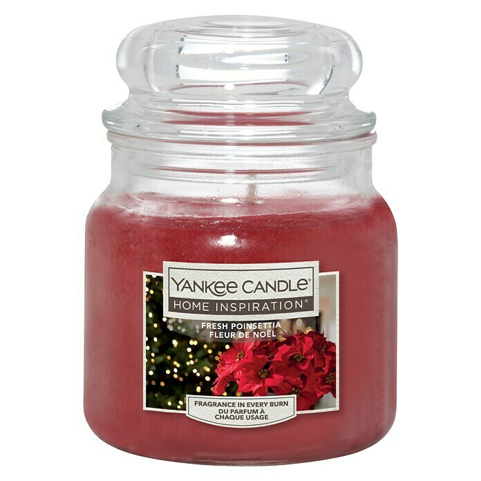 Yankee Candle Home Inspirations DuftkerzeIm Glas, Fresh Poinsettia, Medium Front View