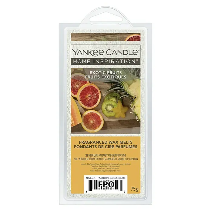 Yankee Candle Home Inspirations Duftwachs - Exotic Fruits, 75 g - Yankee Candle Home Inspiration Duftwachs Exotic Fruits mit Aromen von Kiwi, Sternfrucht, Blutorange und Ananas für ein tropisches Dufterlebnis.