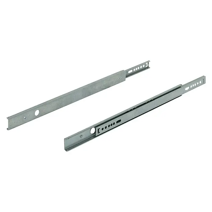 Häfele Guía para cajones - Longitud de instalación: 342 mm, 1 ud., Acero, Plateado - Dos guías de cajón metálicas de color plateado diseñadas para su instalación en muebles para facilitar el movimiento del cajón.