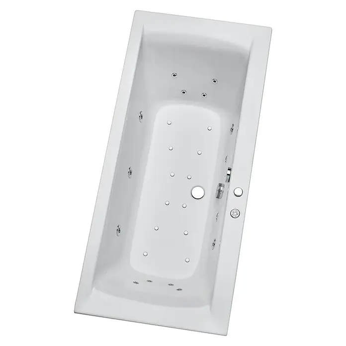 Ottofond Whirlpool Palermo - 170 x 75 cm, Sanitäracryl, Weiß, Inklusive Ab- und Überlaufgarnitur mit Wassereinlauf - Weisse Badewanne mit Whirlpool-Funktion und mehreren Düsen für ein entspannendes Badeerlebnis.