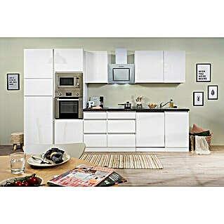 Respekta Premium Küchenzeile GLRP345HWWGKE (Breite: 345 cm, Weiß, Mit Elektrogeräten)