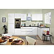 Respekta Premium Cocina esquinera (345 x 172 cm, Con dispositivos eléctricos, Blanco de alto brillo)