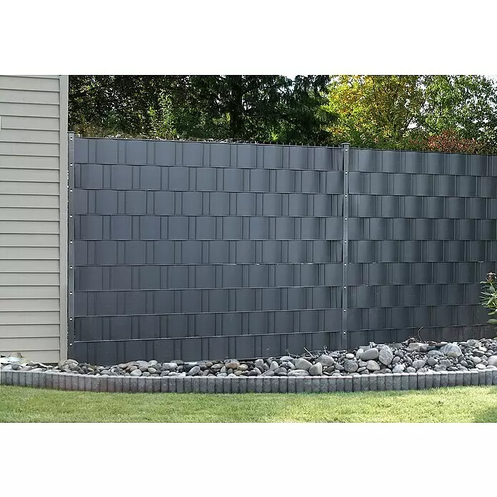 Sichtschutzstreifen - 251,5 x 19 cm, PVC, Anthrazit, Gestreift - Stimmungsaufnahme
