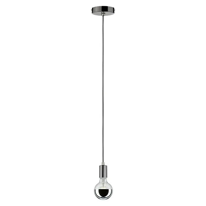 Paulmann Pendelleuchte Larus - Höhe: 159 cm, Schwarz, E27, IP44 - Elegante Pendelleuchte mit einem schlanken, verchromten Design und einer klaren Glühbirne. Perfekt für moderne Innenräume.