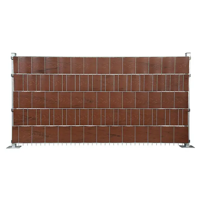 Sichtschutzstreifen - 251,5 x 19 cm, PVC, Braun - Ein stilvoller Sichtschutzzaun mit braunen Holzelementen und stabilen Metallstreben, der Privatsphäre und Ästhetik vereint.
