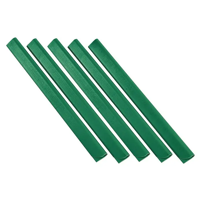 Klemmprofile - 25 Stk., Länge: 24 cm, Grün - Fünf grüne Pflanzenstäbe, die als Stütze für wachsende Pflanzen dienen. Ideal für den Garten.