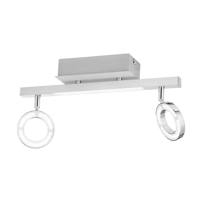 Eglo LED-Wandstrahler Cardillio 1 - 9,7 W, Chrom, Warmweiß, 2 Stk. - Moderne LED-Deckenleuchte mit zwei runden Strahlern und Chrom-Finish für stilvolle Beleuchtung in jedem Raum.