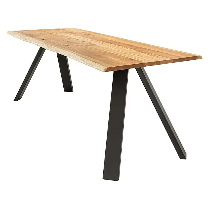 Pur Iternal Black Edition Tischbein - 700 x 374 x 723 mm, Schwarz, V-Form, Passend für: Tischplatten Breite 80 – 90 cm, 2 Stk. - Moderner Esstisch mit einer hellen Holzplatte und einem stilvollen, dunklen Metallgestell. Ideal für Esszimmer und Wohnbereiche.
