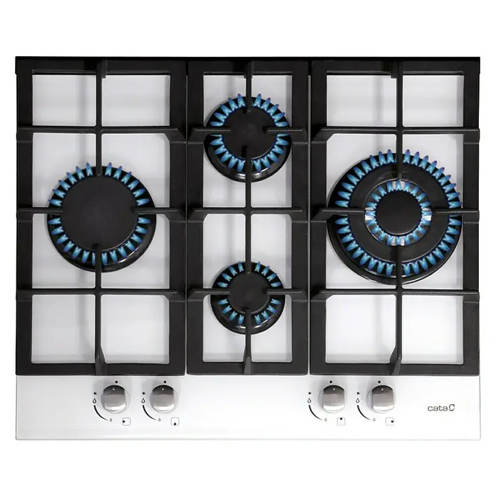 Cata Placa de cocción de gas LCI 6031 - L x An: 51 x 64 cm, Número de quemadores de gas: 4 ud., Blanco - Placa de cocina Cata G-705 B: Encimera de gas con cinco quemadores y rejillas de hierro fundido duraderas. Ideal para cualquier cocina.