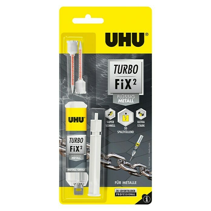 UHU Turbo Fix² 2-Komponenten-Kleber Flüssig Metall (10 g)