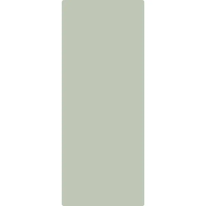 SanDesign Duschrückwandmuster Light Green - 17,5 cm x 7 cm x 8 mm, Uni - Hier ist eine rechteckige Farbkarte in einem sanften Grauton mit abgerundeten Ecken, ideal für die Auswahl der perfekten Wandfarbe.