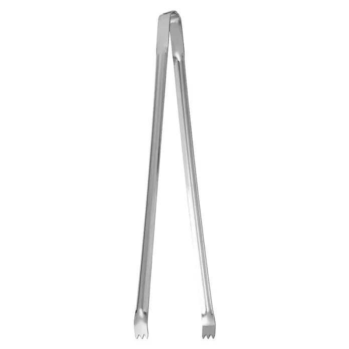 Grillzange - Länge: 40 cm - Nahaufnahme einer silbernen Zuckerzange, die ein praktisches und elegantes Werkzeug zum Servieren von Zucker darstellt.