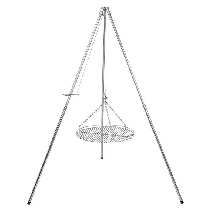 Schwenkgrill - Durchmesser Grillfläche: 50 cm, Höhe: 120 cm - Dreibeiniger Grill mit rundem Grillrost, ideal für das Kochen im Freien über offenem Feuer. Robuste Konstruktion für Camping und Outdoor-Abenteuer.
