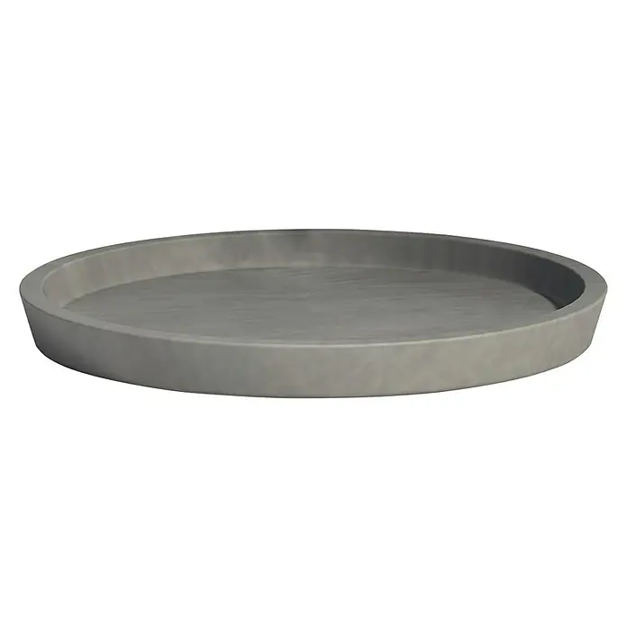 Ecopots Amsterdam Blumentopf-Untersetzer - Außenmaß (Ø x H): 27,8 x 3 cm, Kunststoff, Grau - Graue Betonschale mit flachem Design, ideal als dekoratives Element oder zur Präsentation von Gegenständen.