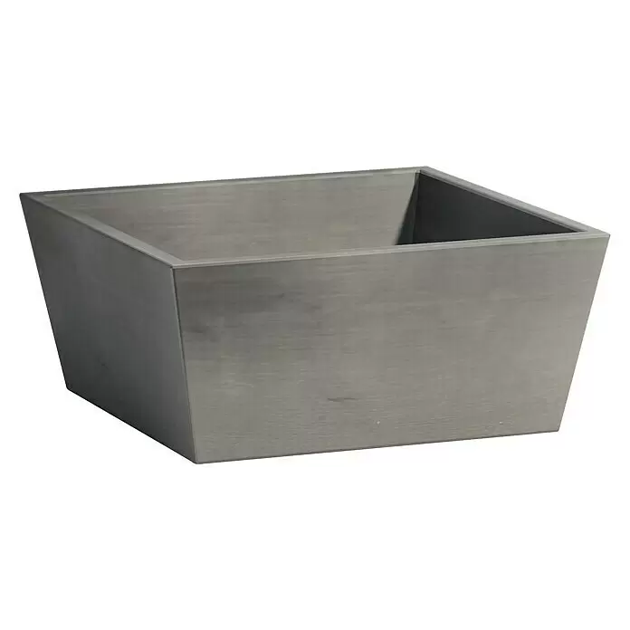 Ecopots Berlin Pflanzschale eckig - Außenmaß (L x B x H): 31,2 x 31 x 15,7 cm, Kunststoff, Grau - Vorderansicht