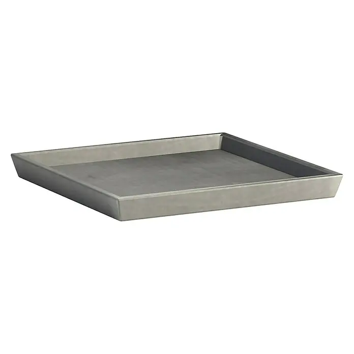 Ecopots Rotterdam Kasten-Untersetzer - 26 x 24,4 x 3 cm, Kunststoff, Grau - Graue, quadratische Betonschale.
