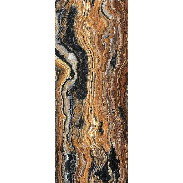 SanDesign Duschrückwandmuster Colored Onyx - 17,5 cm x 7 cm x 8 mm, Formen & Muster - Ein Muster aus Marmoronyx mit schwarzen, braunen und goldenen Wirbeln, ideal für luxuriöse Designs und Oberflächen.