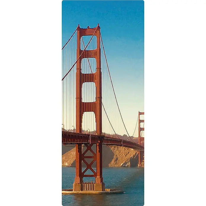 SanDesign Duschrückwandmuster Golden Gate Bridge - 17,5 cm x 7 cm x 8 mm, Landschaft & Stadt - Detailaufnahme der Golden Gate Bridge, die ihre imposante Struktur und leuchtend rote Farbe hervorhebt. Ein Wahrzeichen von San Francisco.