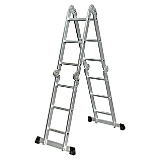 Večnamenska lestev s platformo (Število prečk: 12 kos, Delovna višina: 4,3 m, Nosilnost: 150 kg, Aluminij)