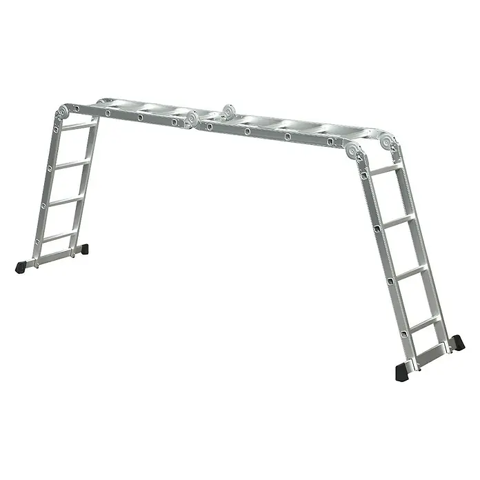 Mehrzweckleiter mit Plattform - Anzahl Tritte: 12 Stk., Arbeitshöhe: 4,3 m, Belastbarkeit: 150 kg, Aluminium - Silberfarbene Mehrzweckleiter in A-Form, ideal für vielfältige Aufgaben im Innen- und Außenbereich. Robuste und vielseitige Arbeitsleiter.