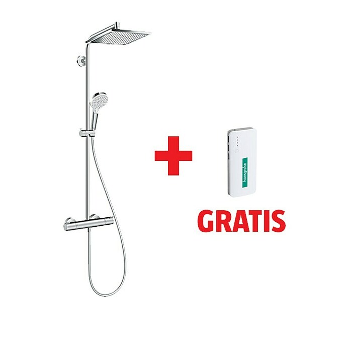 Hansgrohe Crometta Überkopfbrausen-Set E 240 (Mit Thermostatarmatur, Lochabstand: 103,4 cm, Anzahl Funktionen: 2, Chrom)
