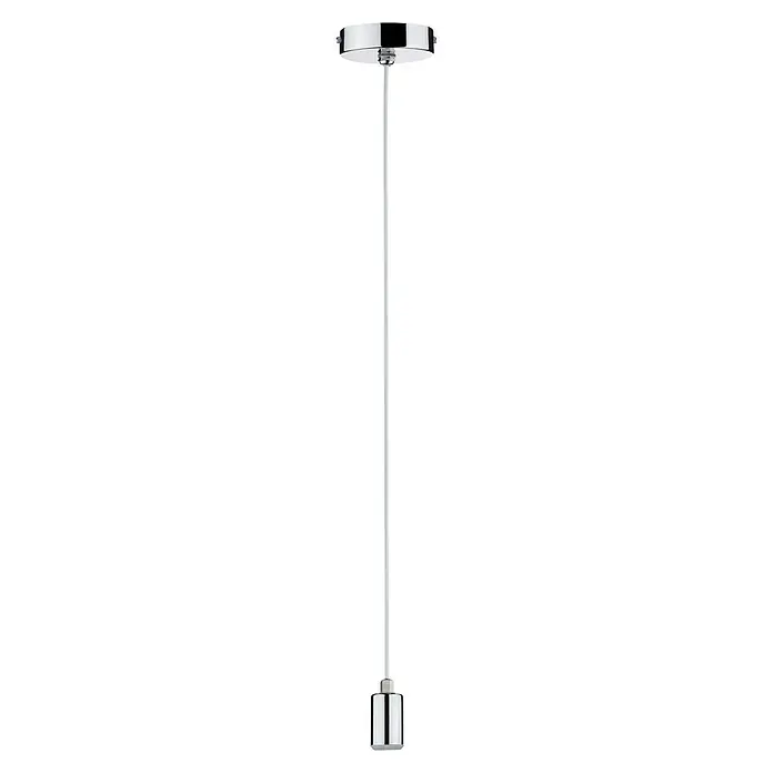 Paulmann Pendelleuchte Larus - Höhe: 159 cm, Silber, E27, IP44 - Hängeleuchte mit einer schlanken, weißen Stange und polierten Chrom-Akzenten oben und unten. Elegantes und minimalistisches Design.