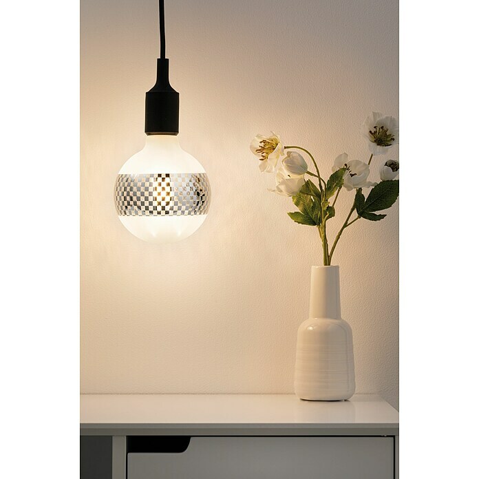 Paulmann LED-Lampe Vintage Globe-Form E27 (E27, Dimmbar, Warmweiß, 420 lm, 4,5 W, Farbe: Silber kariert) | BAUHAUS