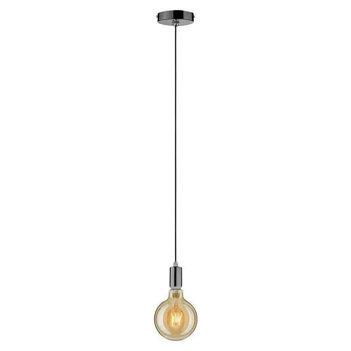 Paulmann Pendelleuchte Larus - Höhe: 159 cm, Schwarz, E27, IP44 - Elegante Pendelleuchte mit chromfarbenen Details und einer dekorativen Glühbirne, die warmes Licht spendet. Ideal für stilvolle Innenräume.