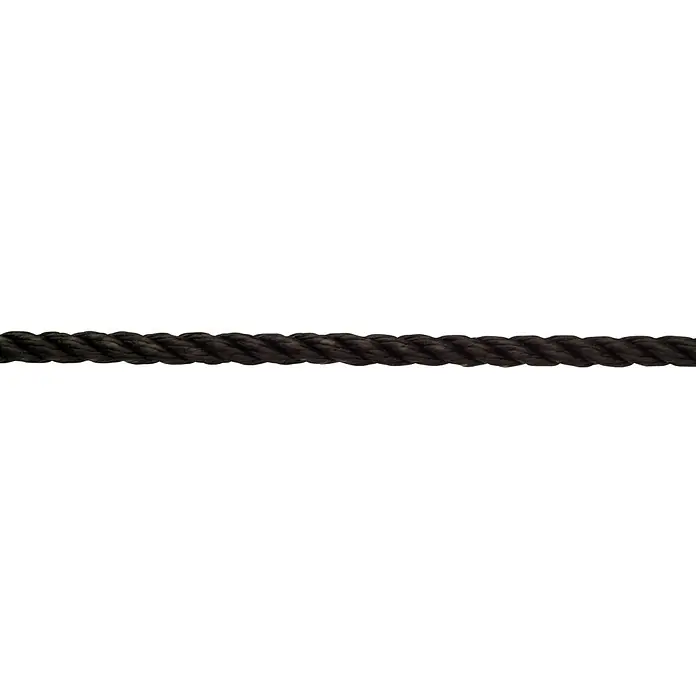 Robline Cuerda de amarre a metros - Diámetro: 8 mm, Otros, Negro - Primer plano de una cuerda oscura y robusta que cruza horizontalmente la imagen, perfecta para imágenes náuticas o rústicas.