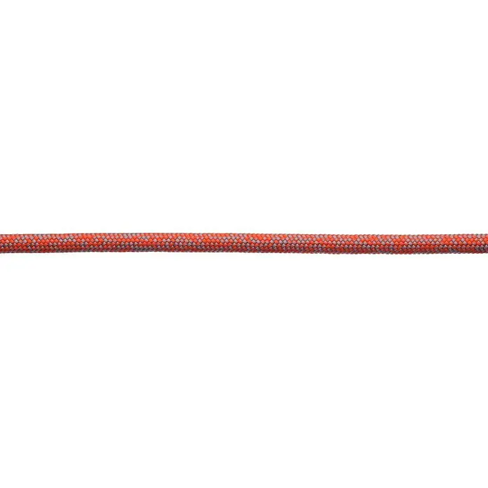 Robline Cabo a metros Sirius 1000 - Diámetro: 6 mm, Poliéster, Naranja / Gris - Primer plano de una cuerda de escalada duradera en vibrantes tonos rojos y grises, ideal para alpinistas y entusiastas de la escalada.