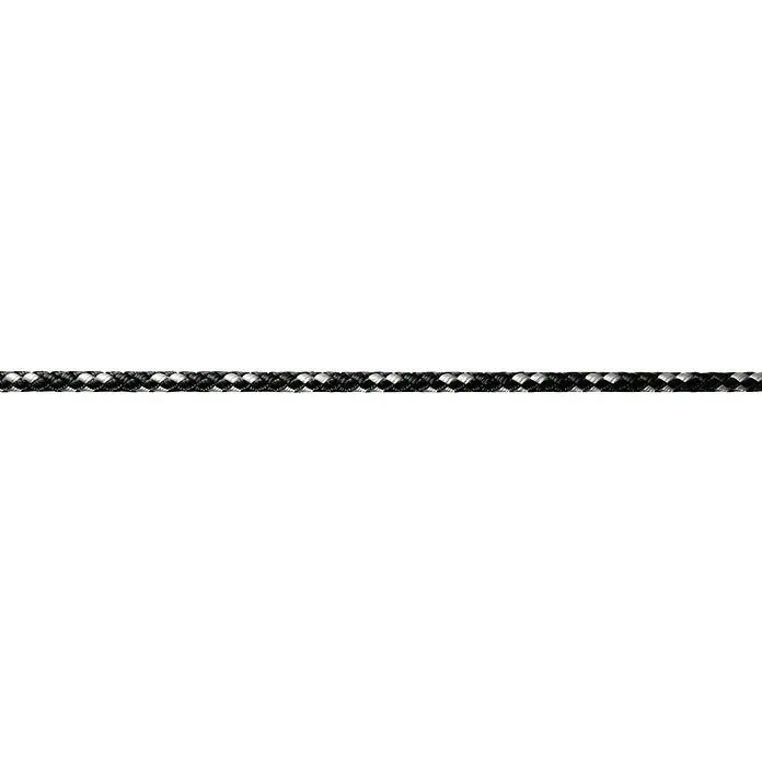 Robline Leine Meterware 8-Plaited-Dinghy - 4 mm, Schwarz/Silber, Polyester - Schwarzes und graues geflochtenes Seil mit einem interessanten Textilmuster für verschiedene Zwecke, sehr dekorativ.