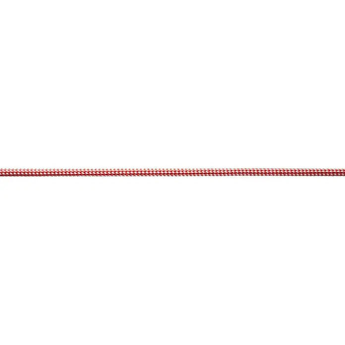 Robline Cuerda multiusos por metros Dinghy Control - Diámetro: 3 mm, Poliéster, Blanco/Rojo - Primer plano de una cuerda trenzada robusta roja y blanca sobre un fondo oscuro, ideal para aplicaciones exteriores y de seguridad.
