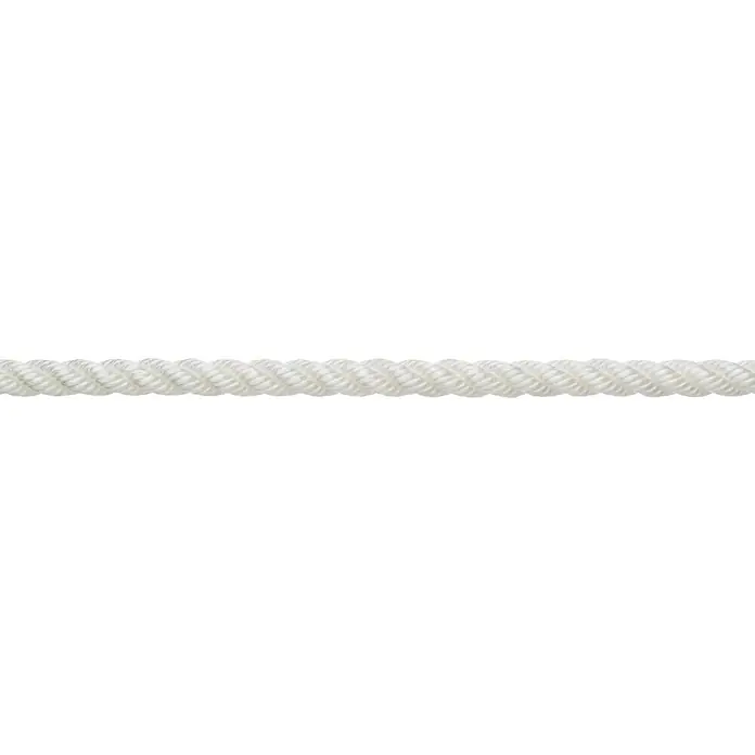 Robline Cuerda de amarre a metros Rapallo - Diámetro: 8 mm, Poliéster, Blanco - Primer plano de una cuerda blanca resistente. Ideal para decoración náutica o como ayuda fuerte para diversas aplicaciones.