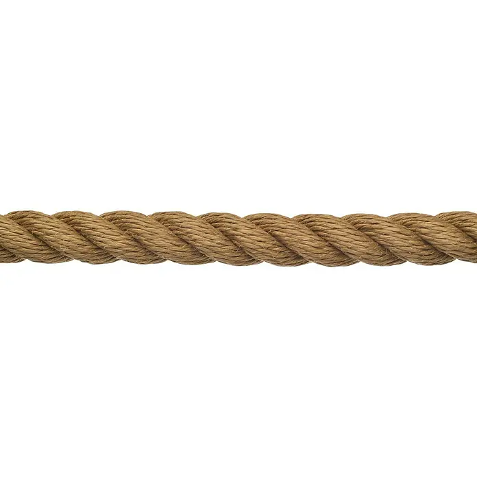 Robline Schot Meterware Trad-Tex - 6 mm, Natur, XLF - Nahaufnahme eines dicken, beigen Seils mit erkennbarer Textur, ideal für rustikale Dekorations- oder Bastelprojekte.