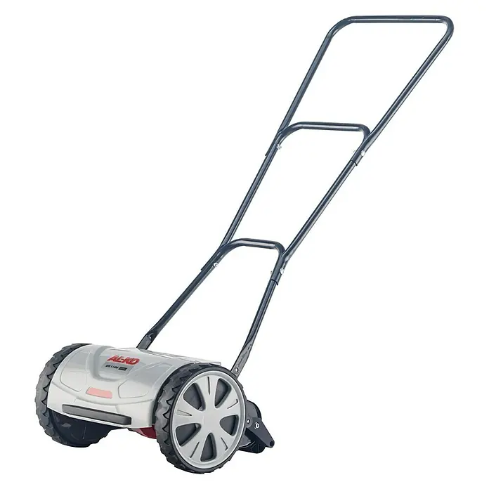 AL-KO Easy Spindelmäher Razor Cut 28.1 HM - Schnittbreite: 28 cm - Hier sehen wir einen AL-KO 38.1 HM Soft Touch Handrasenmäher in Silber, der für präzise Schnitte im Garten sorgt. Das Gerät ist benutzerfreundlich und effizient.