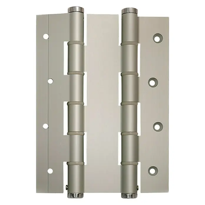 Justor Bisagra DA 180 - L x An x Al: 18 x 15,7 x 2,4 cm, Plateado - La imagen muestra una bisagra de puerta plateada con dos rodillos, ideal para puertas. Proporciona una solución duradera y fiable.