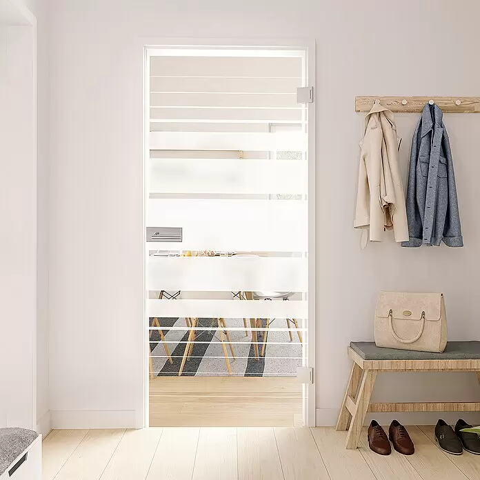 Diamond Doors Glasdrehtür Lines Flowing - 834 x 1.972 mm, DIN Rechts, Einscheibensicherheitsglas (ESG) - Stimmungsaufnahme