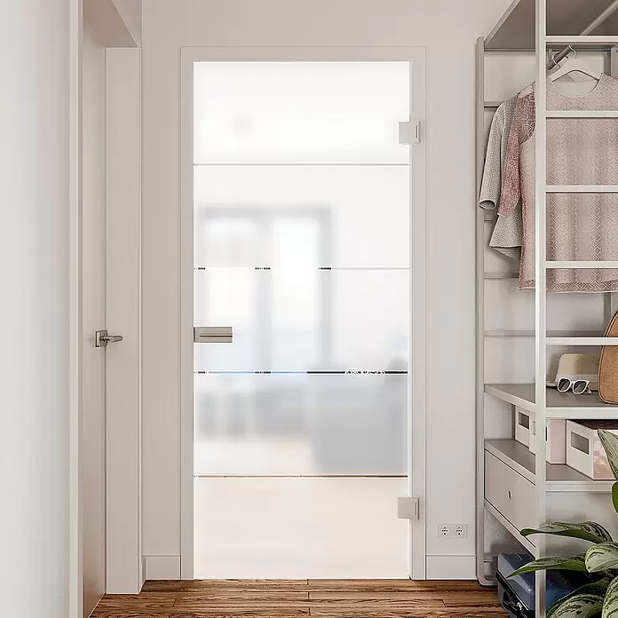 Diamond Doors Glasdrehtür Lines Positiv - 834 x 1.972 mm, DIN Rechts, Einscheibensicherheitsglas (ESG) - Stimmungsaufnahme