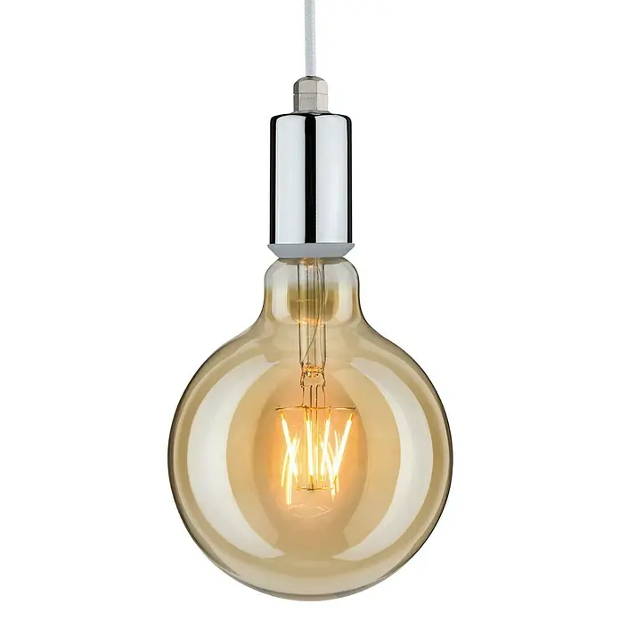 Paulmann Pendelleuchte Larus - Höhe: 159 cm, Silber, E27, IP44 - Diese elegante Edison-Glühbirne mit Chromhalterung spendet warmes Licht. Ideal für dekorative Beleuchtung und stilvolles Ambiente.