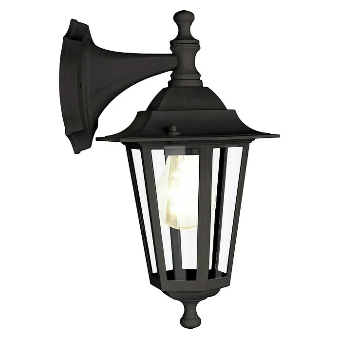 Eglo Laterna 4 Außenwandleuchte - 60 W, Schwarz, IP44, Abwärts - Schwarze Außenwandleuchte mit dekorativem Design und warmem Lichtschein für eine stilvolle Beleuchtung im Außenbereich.