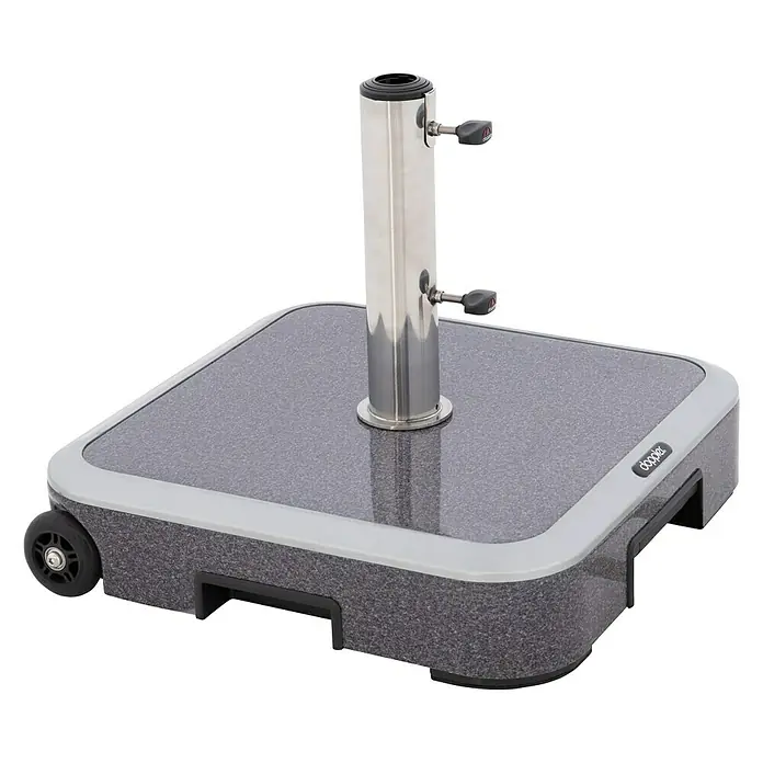 Doppler Schirmständer Trolley - 56 x 56 x 16 cm, Granit Dunkel, Passend für: Schirme bis Ø 300 cm - Eleganter, rollbarer Sonnenschirmständer von Doppler mit robustem Sockel und Edelstahlrohr für sicheren Halt des Sonnenschirms.