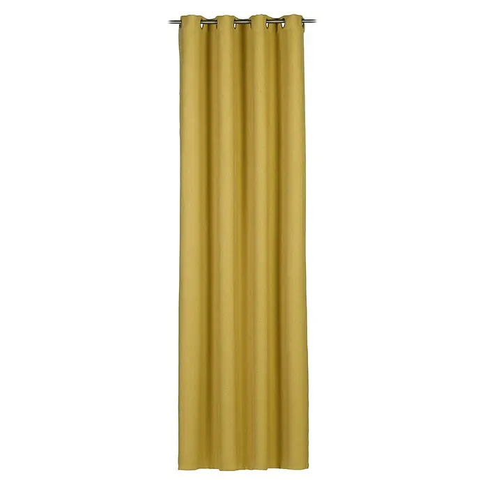 Ösenschal Fabricio - B x H: 140 x 245 cm, 100 % Polyester, Senf - Gelber Verdunkelungsvorhang mit Ösenaufhängung, perfekt für Schlafzimmer, um Licht auszublenden und Privatsphäre zu gewährleisten.