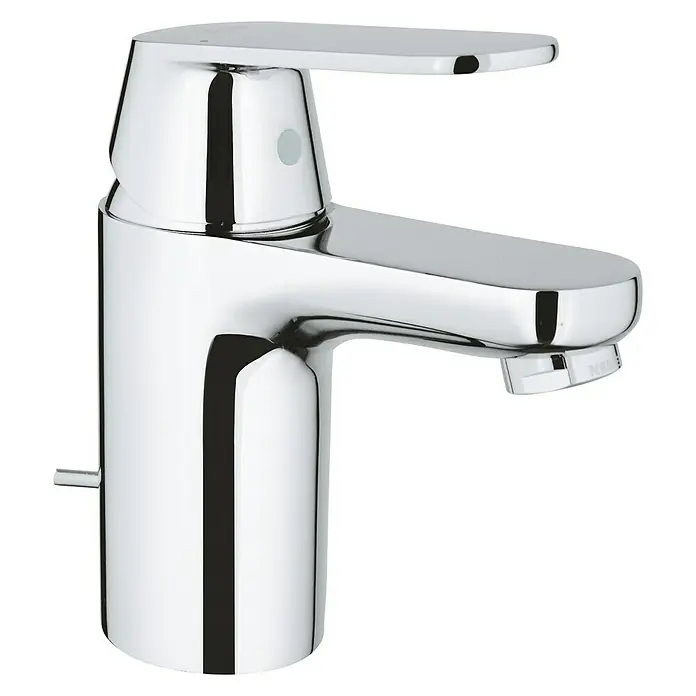 Grohe Eurosmart Cosmopolitan Waschtischarmatur S-Size mit Durchflussbegrenzer - Mit Zugstange, Chrom, Glänzend - Glänzender Chrom-Wasserhahn mit modernem Design für Badezimmer und Küchen, der Funktionalität und Ästhetik vereint.