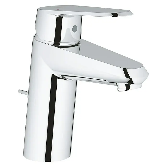 Grohe Eurodisc Cosmopolitan Waschtischarmatur S-Size mit Energiesparfunktion - Mit Zugstange, Chrom, Glänzend - Glänzender Chrom-Wasserhahn für Badezimmer oder Küche, moderne Armatur mit Hebel und Auslauf.