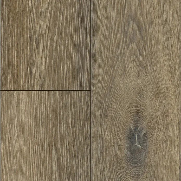 LOGOCLIC Hartvinylboden ElementPro Starlight - 1.210 x 234 x 5 mm, Landhausdiele, Starlight - Ein detailliertes Bild von vier Holzpaneelen, die ein hochwertiges Laminat in Braun- und Beigetönen zeigen. Die Maserung ist deutlich sichtbar.