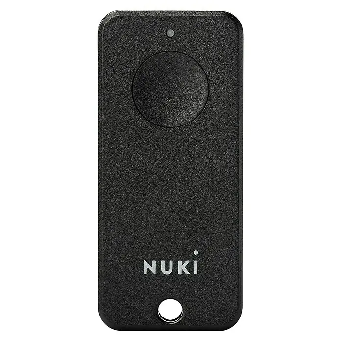 Nuki Fernbedienung FOB - L x B x H: 6 x 55 x 24 mm - Schwarzer Nuki-Schlüsselanhänger mit Knopf, LED und Öse zum Öffnen Ihrer Tür per Knopfdruck. Praktisch und sicher.