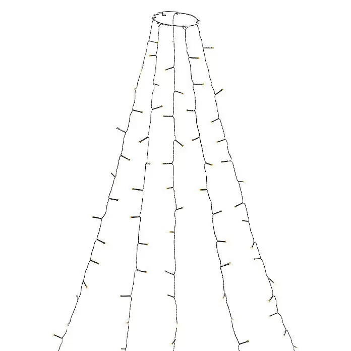 Konstsmide Baummantel - Innen, 2,4 m, 5 Stränge à 40 gefrostete bernsteinfarbene LEDs - Warmweiße LED-Lichterkette, von einem Ring hängend, in mehreren Strängen für konische Dekorationen oder Bäume.