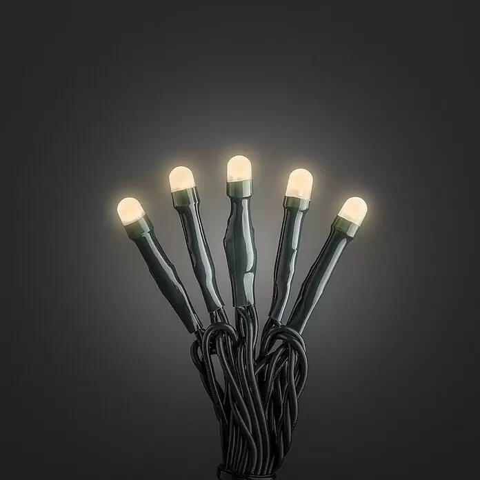 Konstsmide LED-Lichterkette - Innen, Lichtfarbe: Bernstein, Anzahl Leuchtmittel: 35 Stk., 2,38 m - Warmweiße LED-Lichterkette mit dunkelgrünen Kabeln, gebündelt und leuchtend.